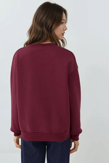 Embroidered Crew Neck Raised Sweatshirt - Image 3