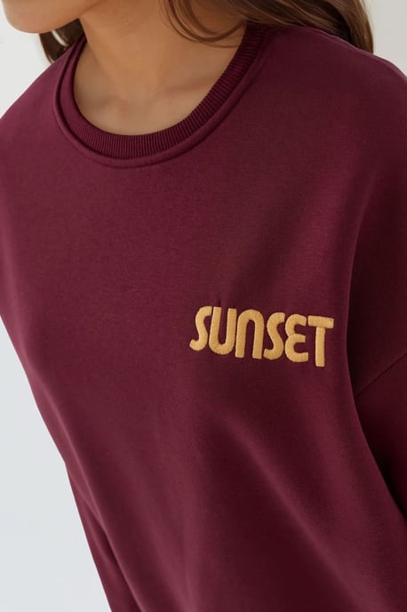 Embroidered Crew Neck Raised Sweatshirt - Image 6