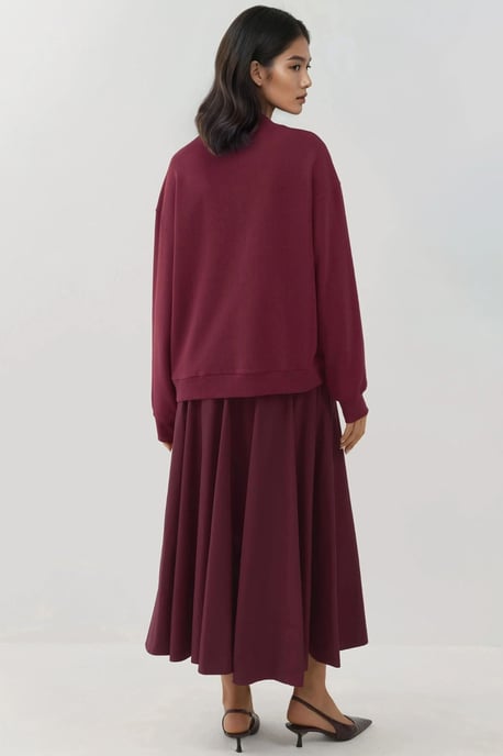 Printed Crew Neck Relaxed Fit Raised Sweatshirt - Image 3