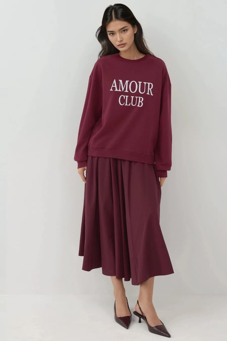 Printed Crew Neck Relaxed Fit Raised Sweatshirt - Image 4