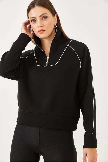 Hooded Cropped Oversized Sweatshirt met Pompom - Image 2
