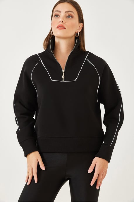 Hooded Cropped Oversized Sweatshirt met Pompom - Image 3
