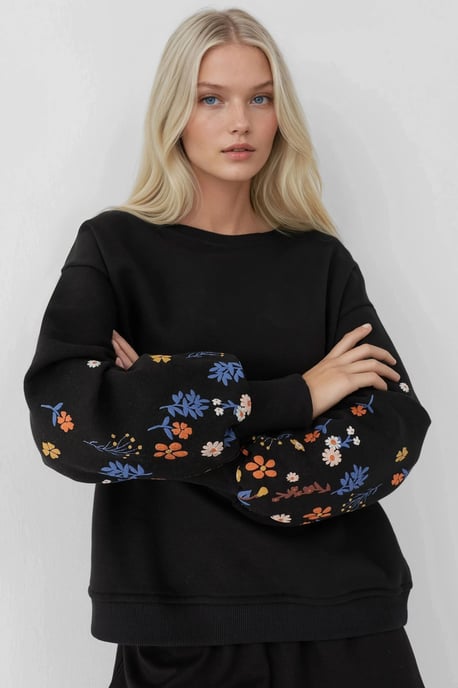 Printed Long Sleeve Crew Neck Sweatshirt - Image 2