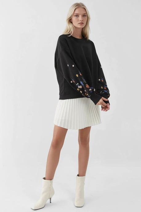 Printed Long Sleeve Crew Neck Sweatshirt - Image 3