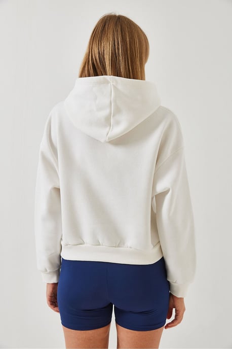 Gewatteerde Oversized Cropped Sweatshirt met Pompon - Image 4