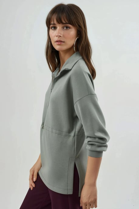 Ritskraag Sweatshirt met Verstelbare Taille - Image 2