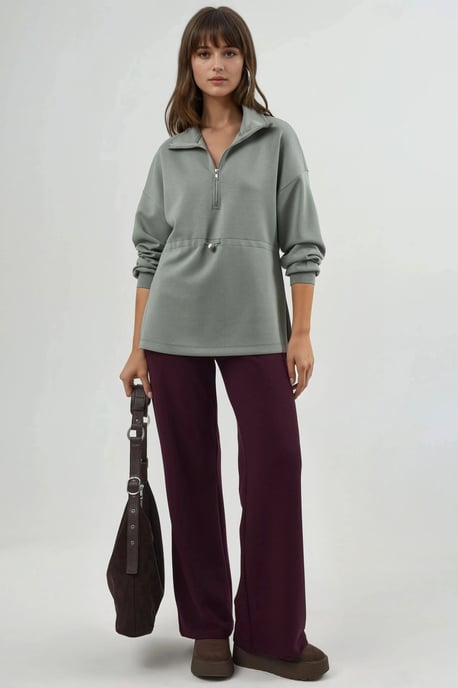 Ritskraag Sweatshirt met Verstelbare Taille - Image 5