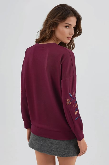 Modal Touch Rundhalsad Broderad Sweatshirt - Image 3