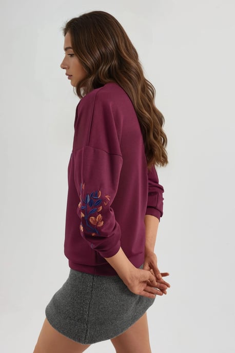 Modal Touch Rundhalsad Broderad Sweatshirt - Image 5