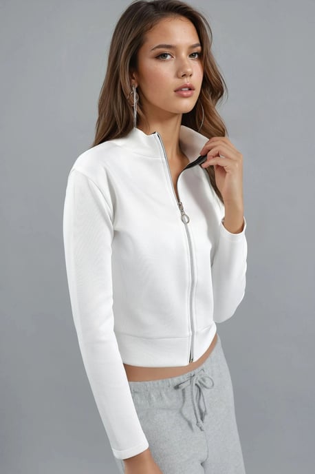 Zippered Slim Fit Knit Sweatshirt - Image 2