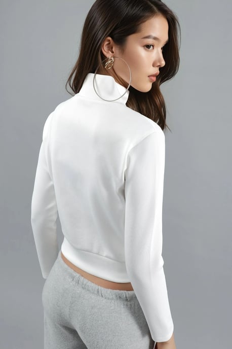 Zippered Slim Fit Knit Sweatshirt - Image 3