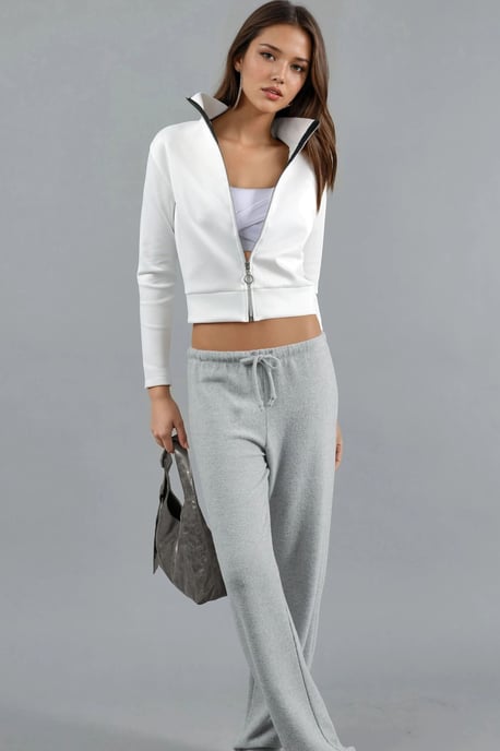 Zippered Slim Fit Knit Sweatshirt - Image 4
