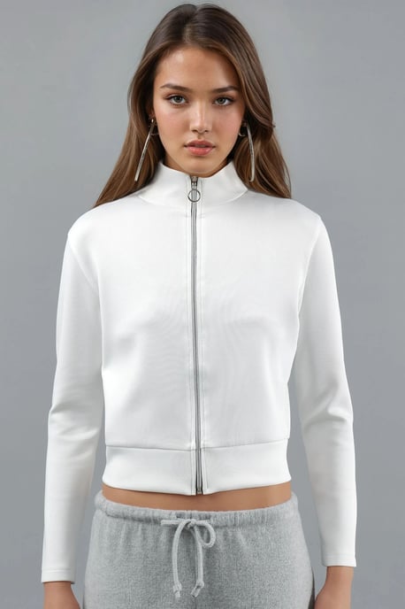 Zippered Slim Fit Knit Sweatshirt - Image 6