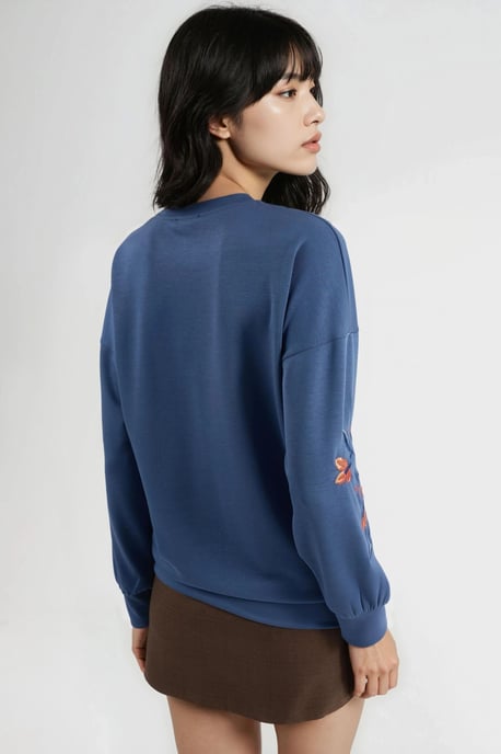 Modal Touch Ronde Hals Geborduurde Sweatshirt - Image 3