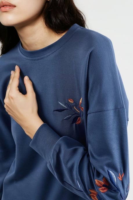 Modal Touch Ronde Hals Geborduurde Sweatshirt - Image 6