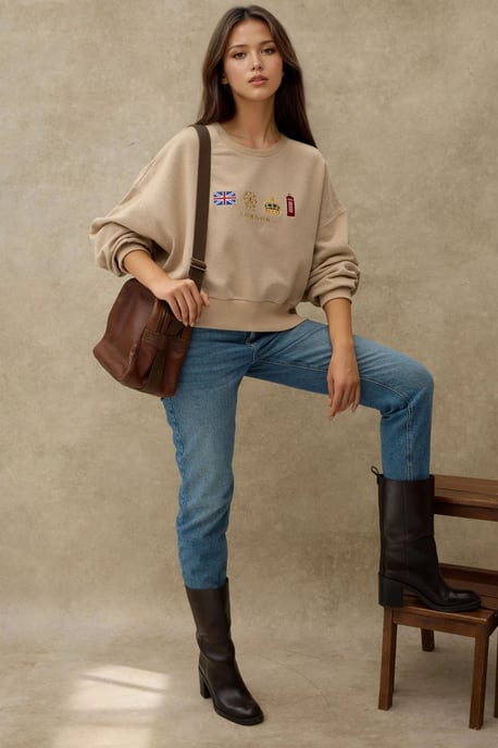 Geborduurd Crewneck Katoenen Sweatshirt - Image 5