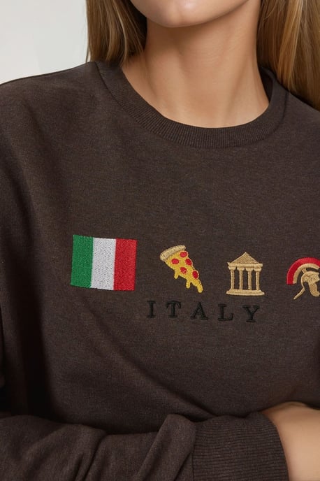 Geborduurd Crewneck Katoenen Verhoogd Sweatshirt - Image 2
