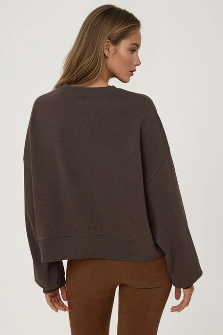 Geborduurd Crewneck Katoenen Verhoogd Sweatshirt - Image 3