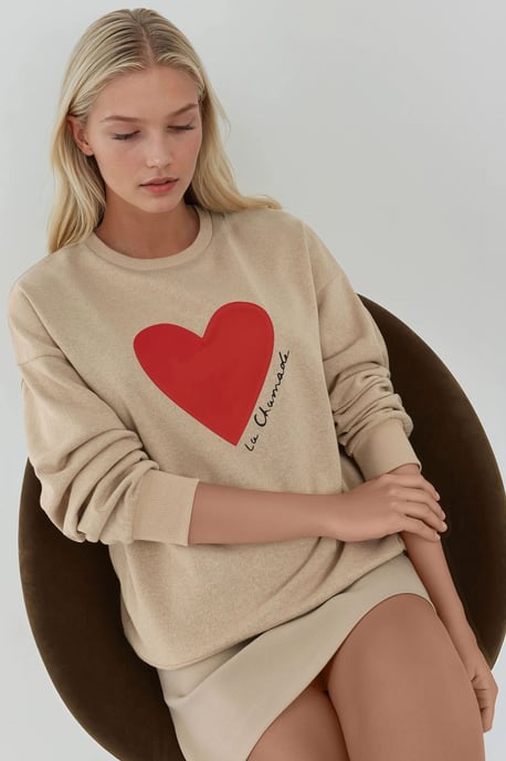 Geprinte Ronde Hals Verhoogde Sweatshirt - Image 1