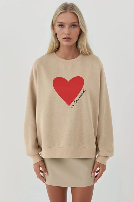 Geprinte Ronde Hals Verhoogde Sweatshirt - Image 2