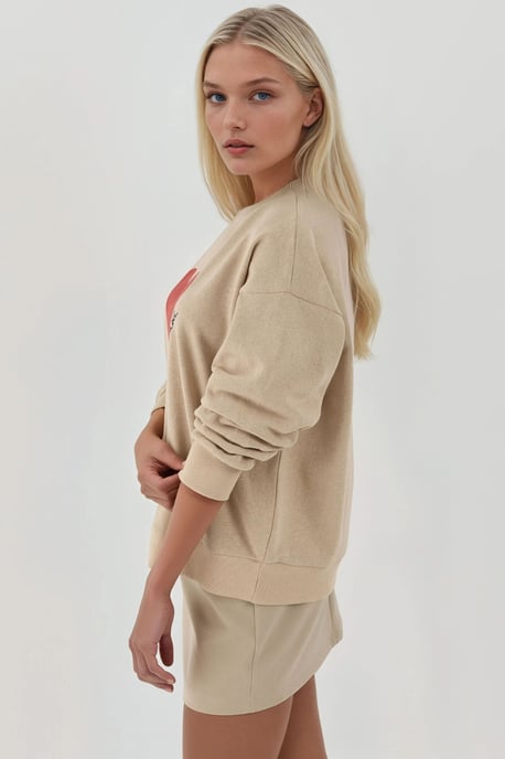 Geprinte Ronde Hals Verhoogde Sweatshirt - Image 4
