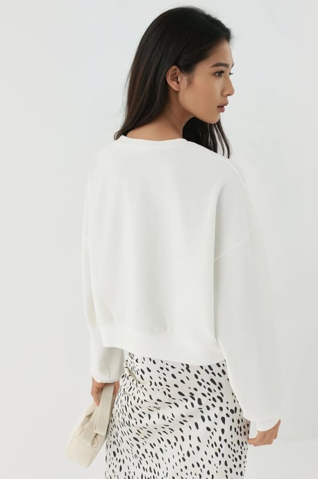 Geweven Crew Neck Katoenen Verhoogd Sweatshirt - Image 4