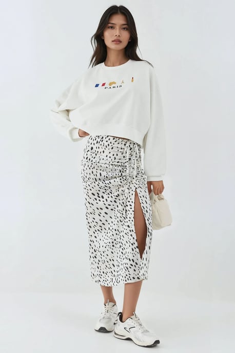 Geweven Crew Neck Katoenen Verhoogd Sweatshirt - Image 5