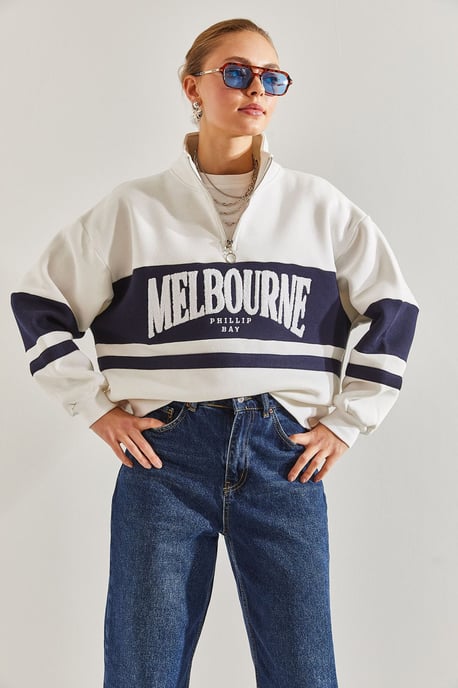 Overmaat Hoodie met Ritskraag en Motto-Print - Image 3