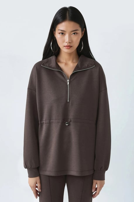 Ritskraag Sweatshirt met Verstelbare Taille - Image 6
