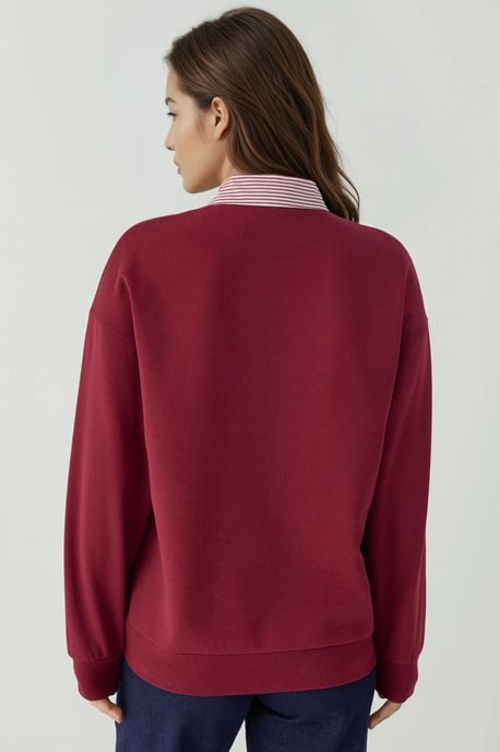 Overmaat Polo Nek Sweatshirt met Geweven Garni Detail - Image 4