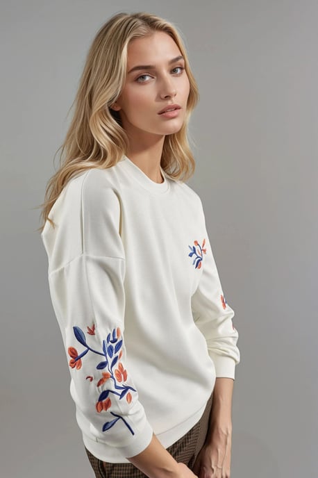 Modal Touch Ronde Hals Borduur Sweatshirt - Image 2