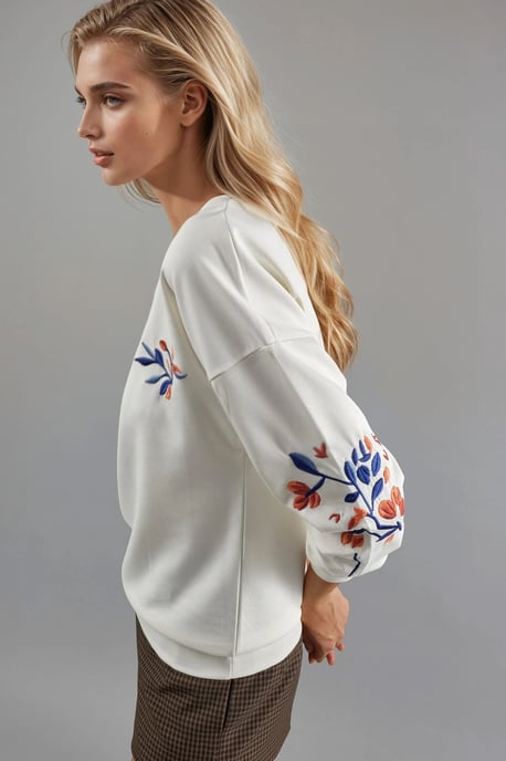 Modal Touch Ronde Hals Borduur Sweatshirt - Image 3