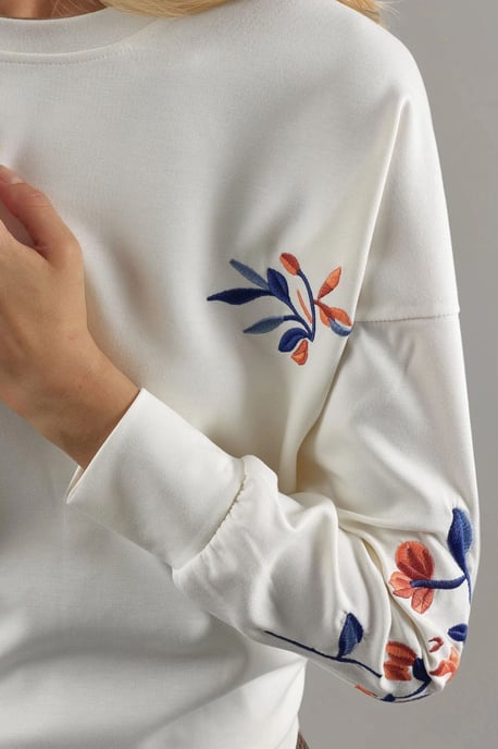 Modal Touch Ronde Hals Borduur Sweatshirt - Image 4