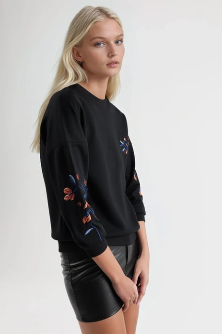 Modal Touch Ronde Hals Borduur Sweatshirt - Image 2