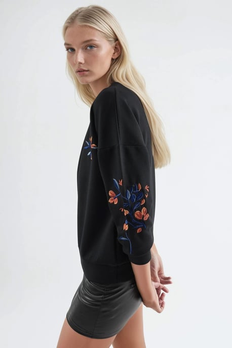 Modal Touch Ronde Hals Borduur Sweatshirt - Image 6