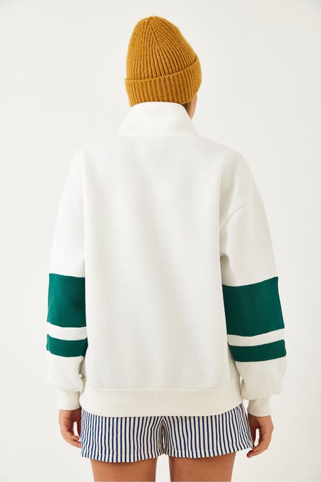 Zip-halsad sweatshirt med pompom - Image 2