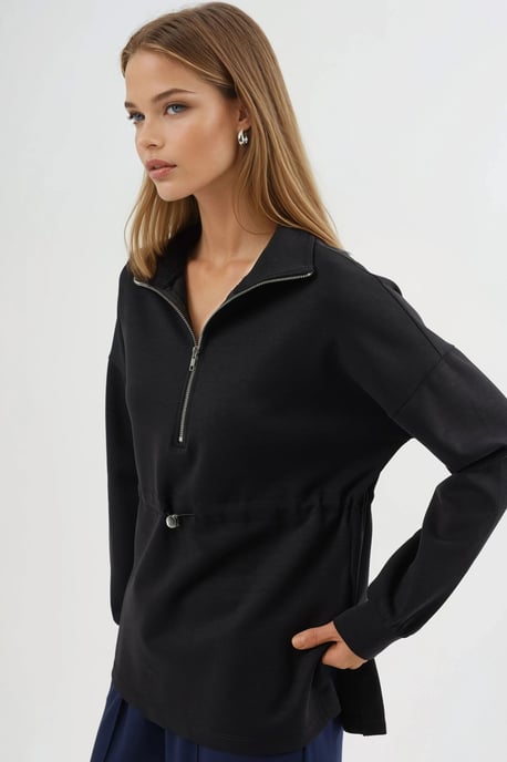 Ritskraag Sweatshirt met Verstelbare Taille - Image 2