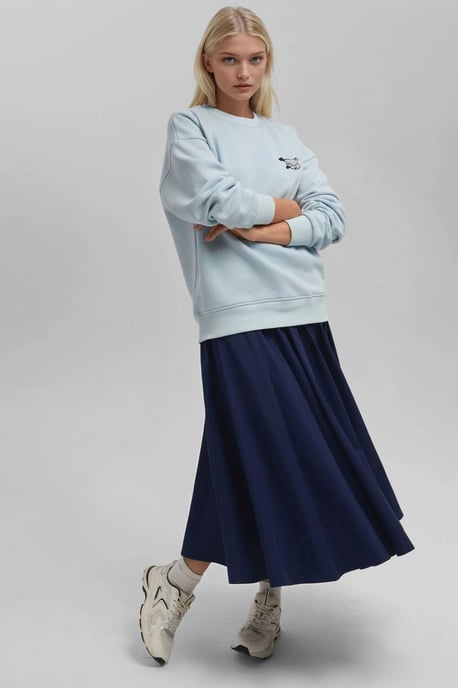 Comfort Dierpatroon Geborduurd Verhoogd Ronde Hals Sweatshirt - Image 3
