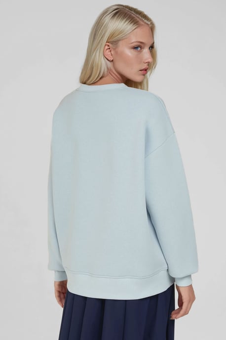 Comfort Dierpatroon Geborduurd Verhoogd Ronde Hals Sweatshirt - Image 4