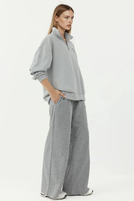 Tryckt Dragkedja Krage Avslappnad Passform Sweatshirt - Image 2