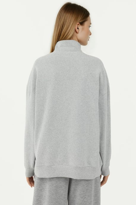 Tryckt Dragkedja Krage Avslappnad Passform Sweatshirt - Image 4