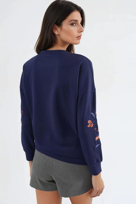 Modal Touch Ronde Hals Geborduurde Sweatshirt - Image 3