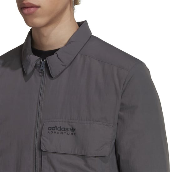 Men's adidas Originals Adv Wntr Regular Fit Long Sleeve Shirt in Grey - Image 4
