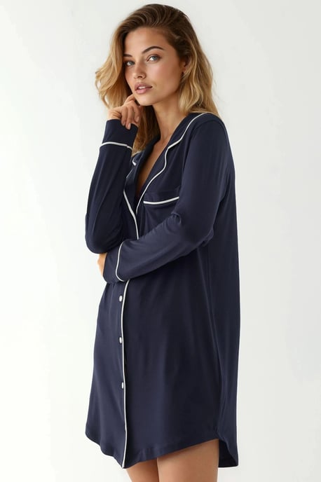 Extra Soft Touch Relaxed Fit Mini Lounge Dress with Shirt Collar - Image 2