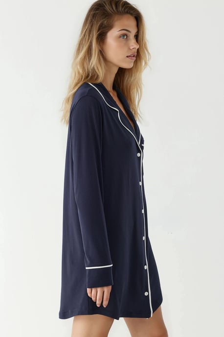 Extra Soft Touch Relaxed Fit Mini Lounge Dress with Shirt Collar - Image 3