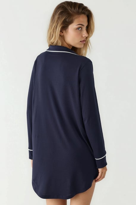 Extra Soft Touch Relaxed Fit Mini Lounge Dress with Shirt Collar - Image 4