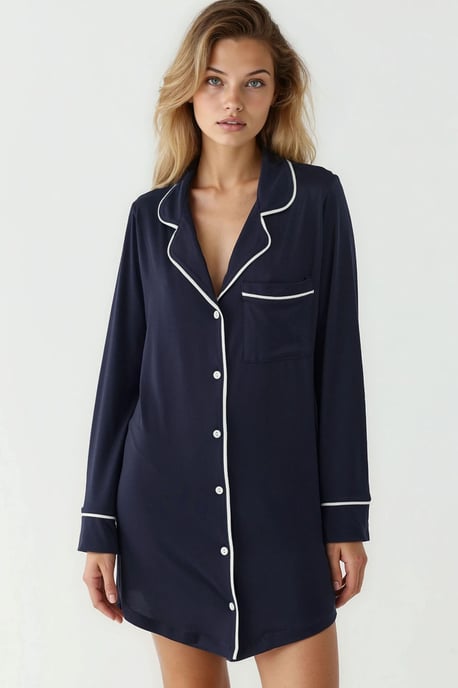 Extra Soft Touch Relaxed Fit Mini Lounge Dress with Shirt Collar - Image 6