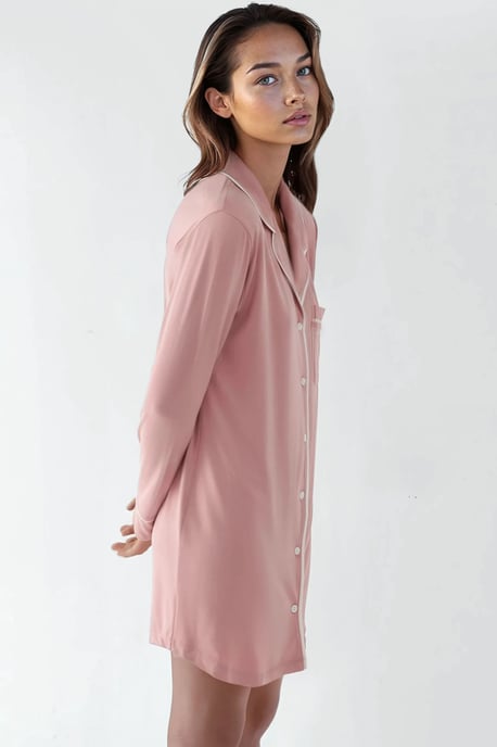 Extra Soft Touch Relaxed Fit Mini Lounge Dress with Shirt Collar - Image 3