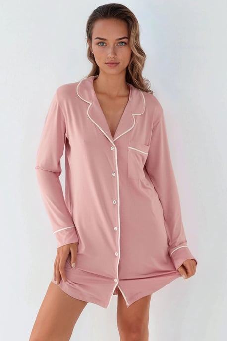 Extra Soft Touch Relaxed Fit Mini Lounge Dress with Shirt Collar - Image 6