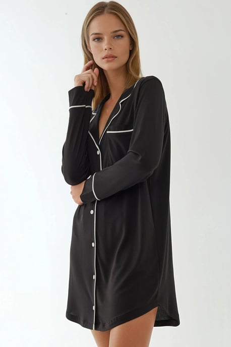 Extra Soft Touch Relaxed Fit Mini Lounge Dress with Shirt Collar - Image 2